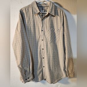 North Face Men's Light Brown and Off White Plaid Button-Up Shirt‎ Size XL